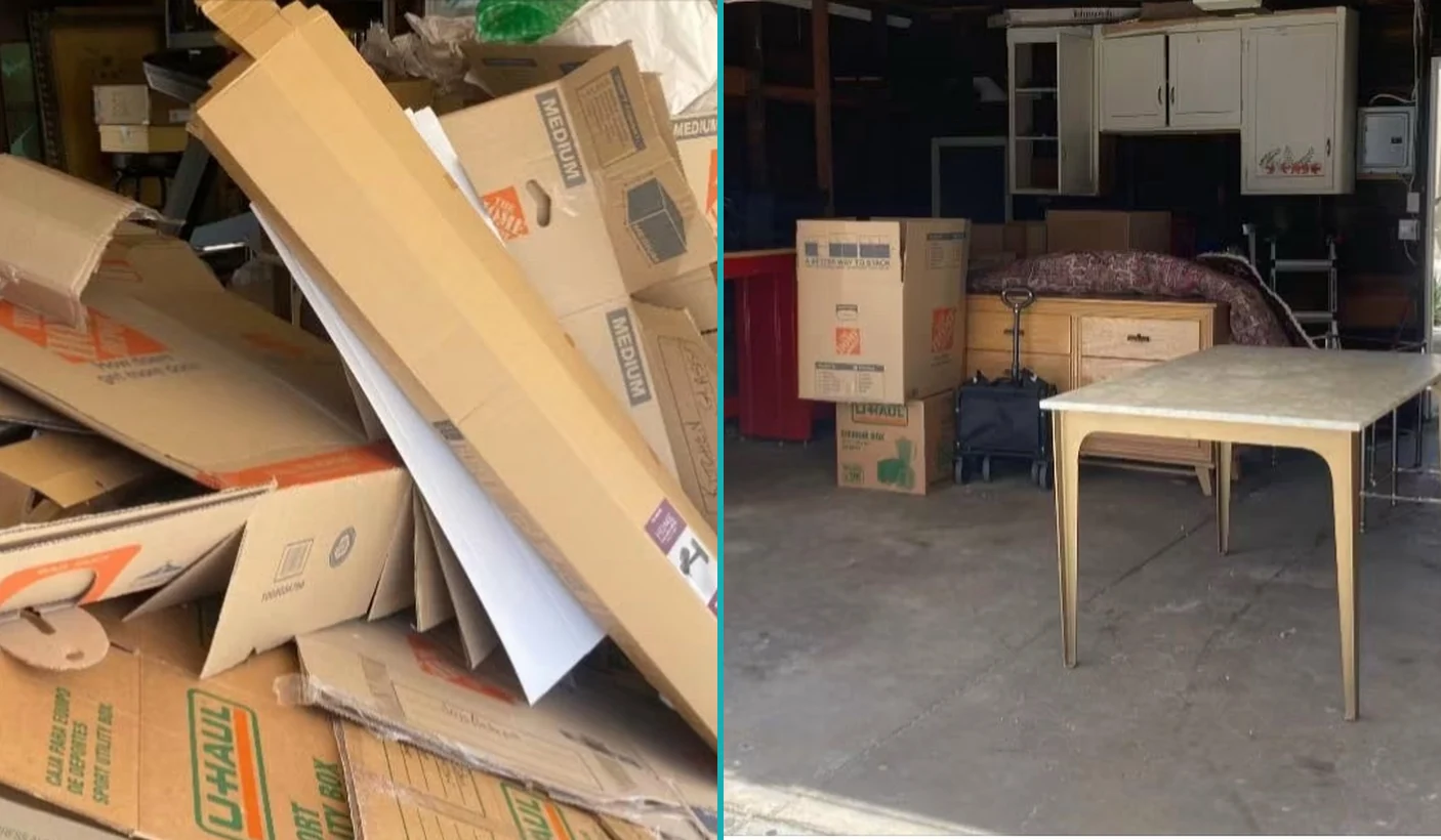 Garage cleanout before and after